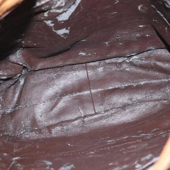 LOEWE Anagram Shoulder Bag Leather Brown Gold Auth - Picture 13 of 16